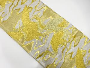 アンティーク　霞に鶴模様織り出し袋帯（着用可）